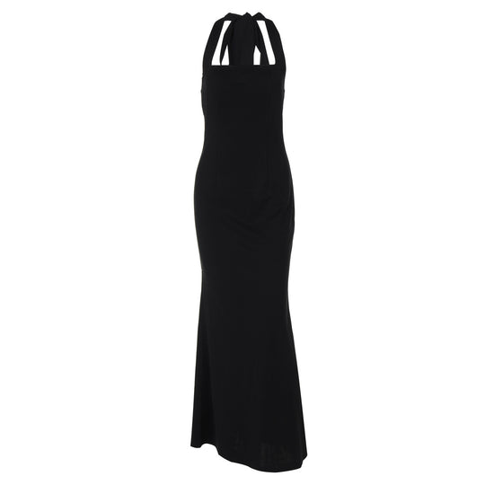 Damen Elegantes Maxikleid mit quadratischem Ausschnitt und figurbetonter Silhouette EB