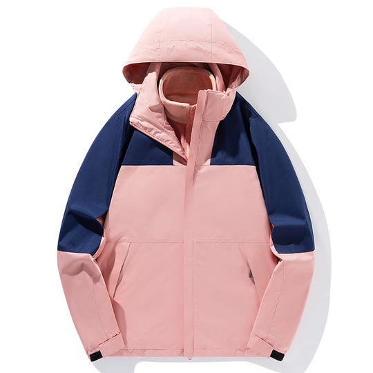 Herren zweilagige Softshell-Trekkingjacke mit fest integrierter Kapuze und fleecegefüttertem Kragen EB