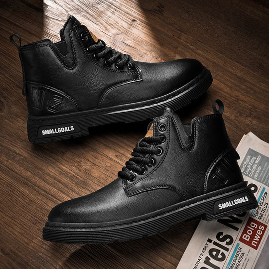 Damen hochwertige Leder Stiefeletten im lässigen Design EB
