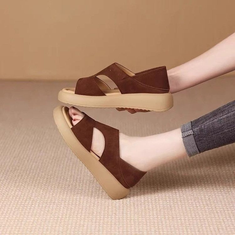 Damen modische und bequeme Plateau-Sandalen mit verstellbarem Riemen EB
