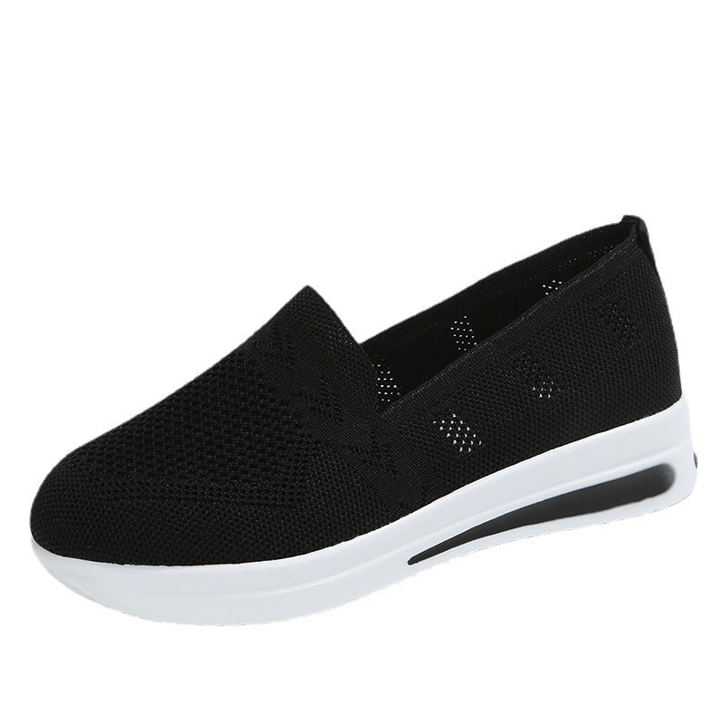 Damen atmungsaktive Slip-On Sneakers mit flexiblem Strick-Obermaterial EB
