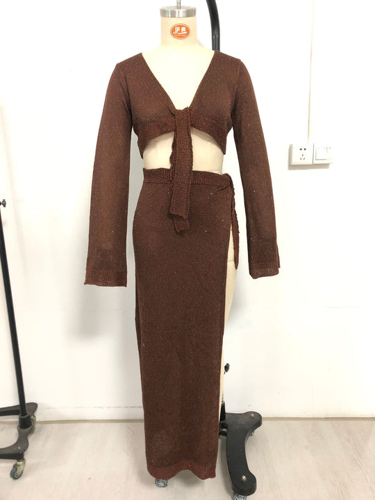 Damen Zweiteiler Strickensemble mit raffiniertem Schnitt EB