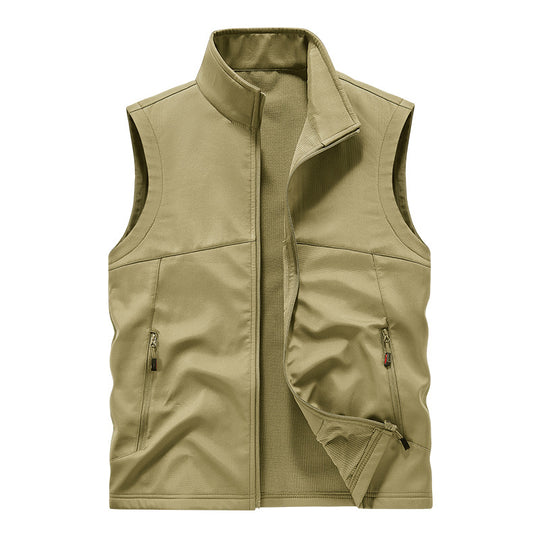 Herren atmungsaktive Softshell-Outdoorweste mit hochschließendem Stehkragen und fleecegefütterter Innenseite EB