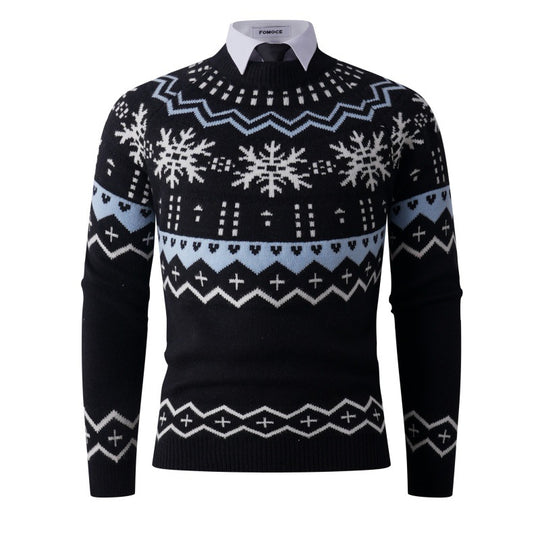 Herren modischer Strickpullover mit kreativem Schneemuster EB