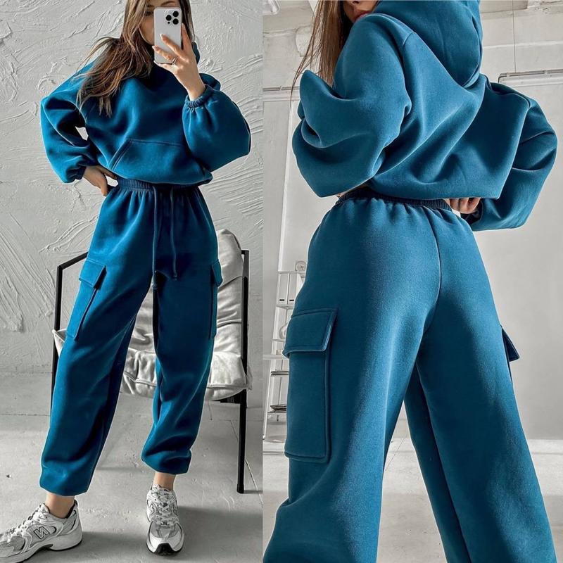 Damen nan oversized Kapuzenpullover-Set mit Cargo-Jogginghose EB