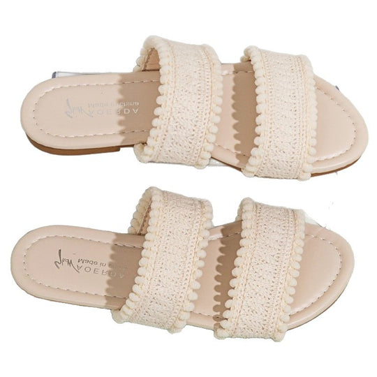 Damen Relaxed Riemensandalen mit floraler Häkel-Optik EB