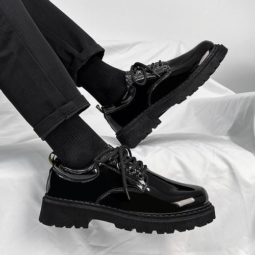 Damen Modische Schnürschuhe mit glänzender Oberfläche und rutschfester Sohle EB