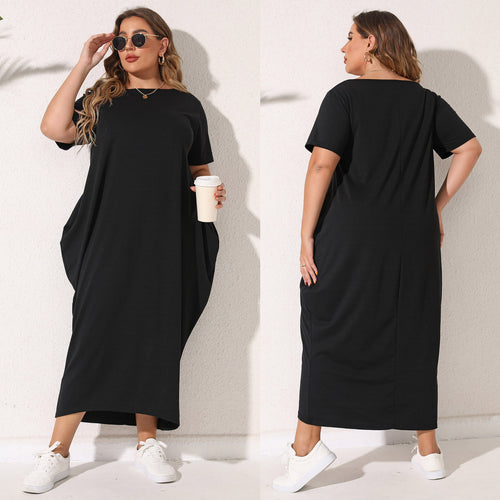 Damen lässiges Maxikleid mit seitlichen Taschen und bequemem Schnitt EB
