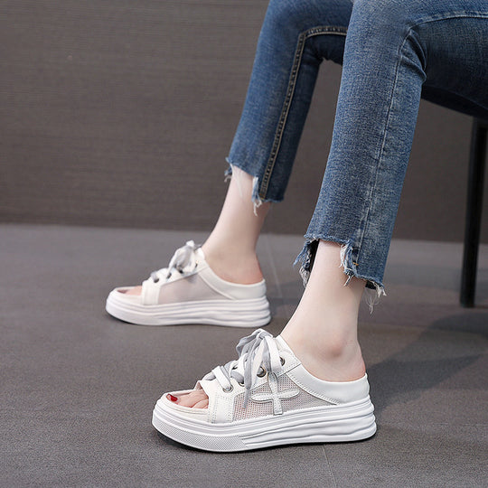 Damen Sommer Sneaker mit offenen Zehen und bequemer Sohle EB