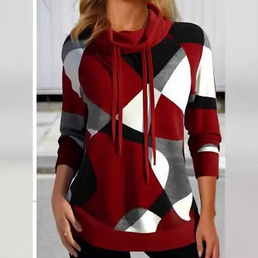 Damen Kapuzenpullover mit geometrischem Muster und hoher Passform EB
