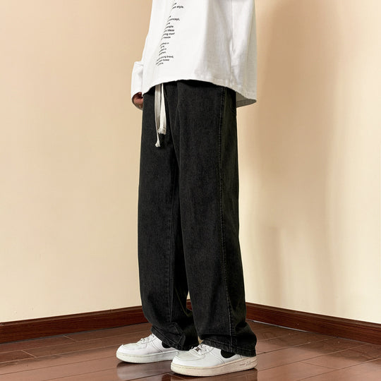 Herren lässige Denim-Hose mit bequemem Schnitt und elastischem Bund EB