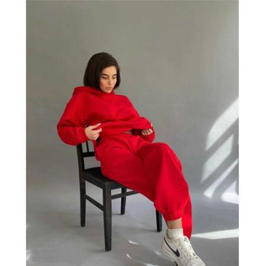 Damen lässiger Kapuzenpullover und Jogginghose Set EB