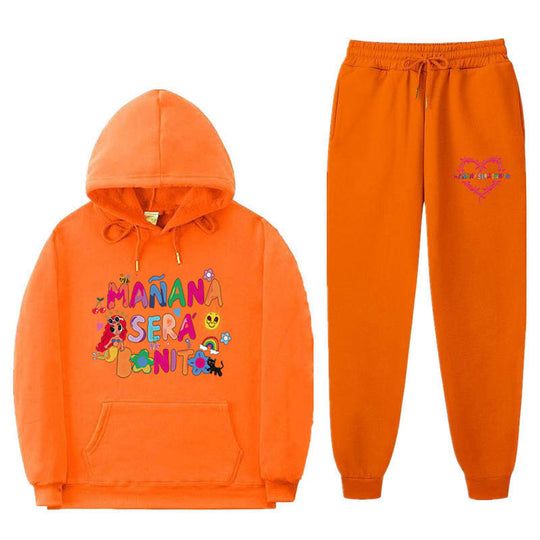 Damen Sweatshirt- und Jogginghose-Set mit buntem Aufdruck EB