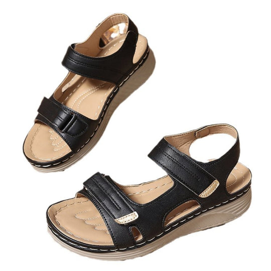 Damen Komfortable Wedge-Sandalen mit ergonomischem Riemendesign und modischer Schnallenapplikation EB