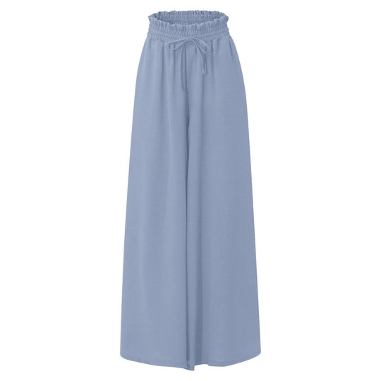 Damen Elegante und luftige weite Hose mit Gummizug und Taschen EB