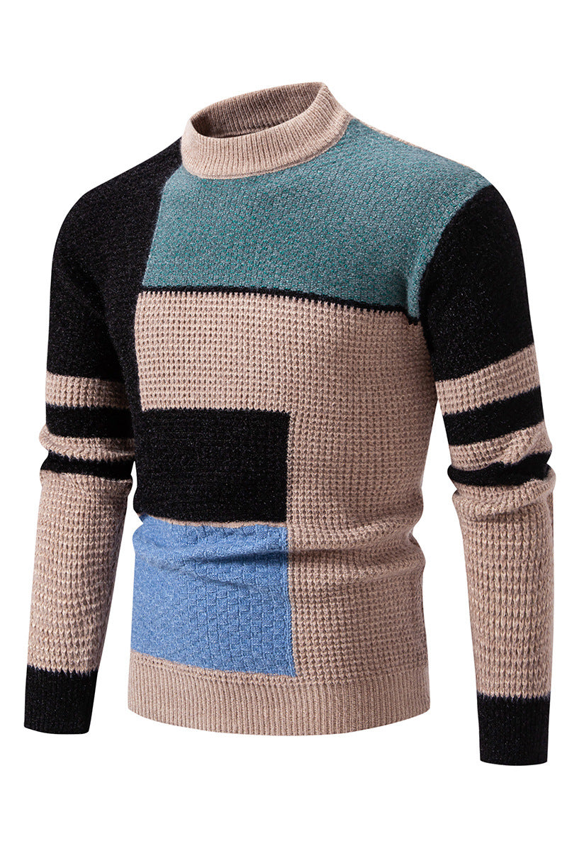 Herren Strukturierter Pullover mit modernem Farbblockdesign EB