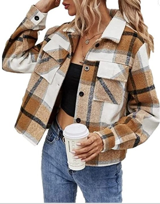 Damen Kariertes Flanelljacke EB