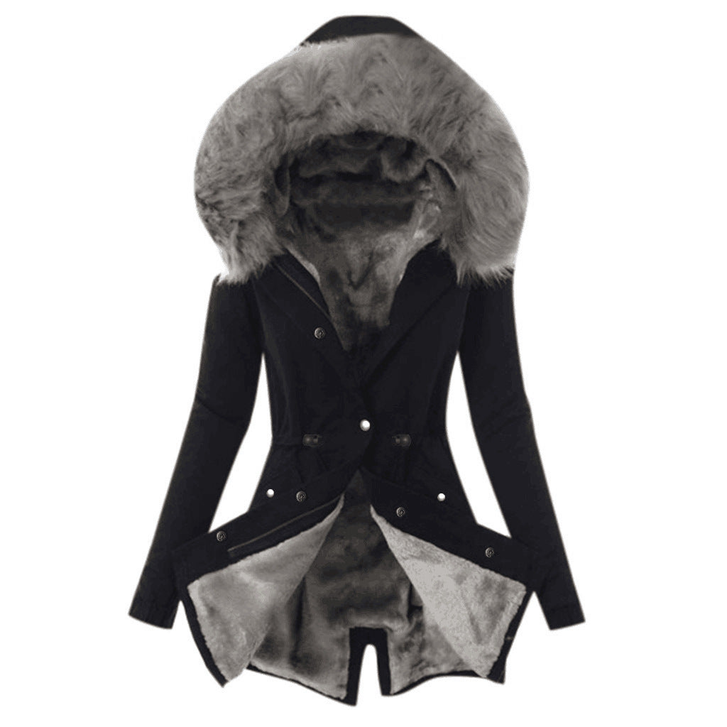 Damen gefütterte Parka mit Kunstfellkragen EB