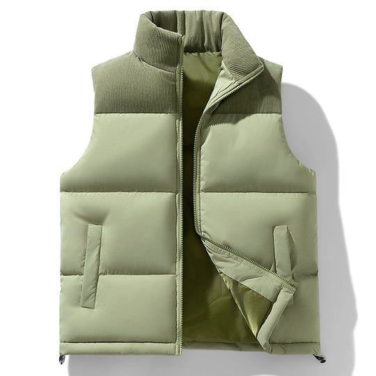 Unisex Gepolsterte Steppweste mit Cordbesatz, hohem Stehkragen und verstellbarem Kordelzug EB