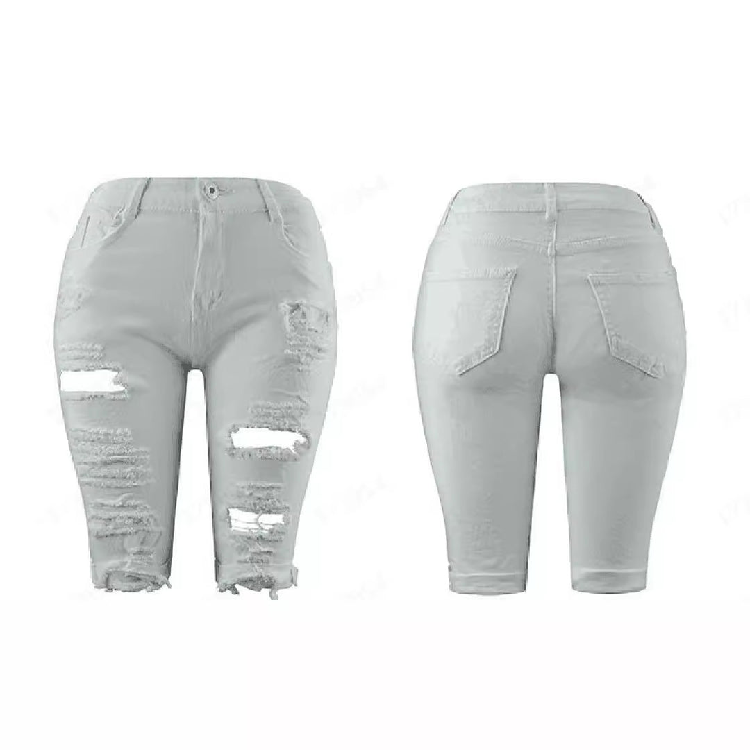 Damen Destroyed Denim-Hose mit lässigem Schnitt und modischen Rissdetails EB