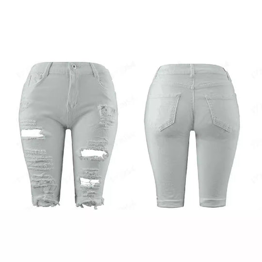 Damen Destroyed Denim-Hose mit lässigem Schnitt und modischen Rissdetails EB