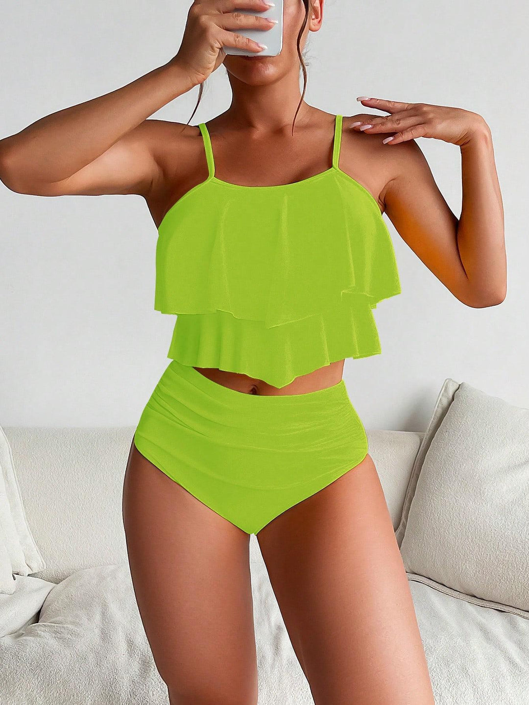 Damen Bikini-Set mit voluminösem Rüschendesign EB