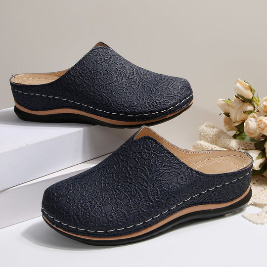 Damen Komfortable Clogs mit eleganter Spitzenstruktur und ergonomischem Fußbett EB