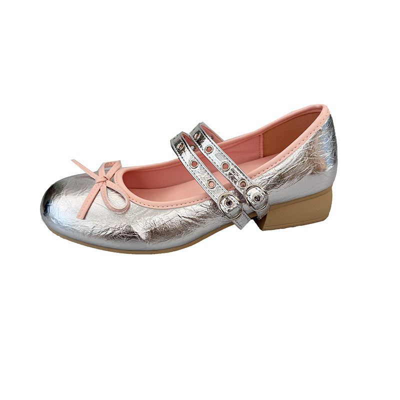 Damen Ballerinas mit zwei verstellbaren Riemchen und floralem Design EB