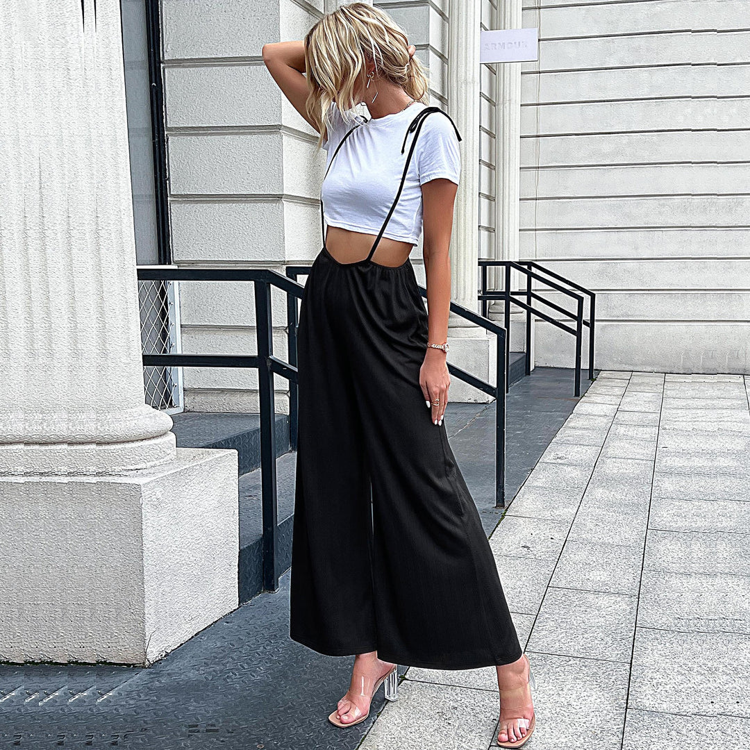 Damen elegante Palazzo-Hose mit hohem Bund und seitlichen Eingrifftaschen EB