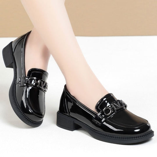 Damen Elegante und stilvolle Loafers mit Blockabsatz EB