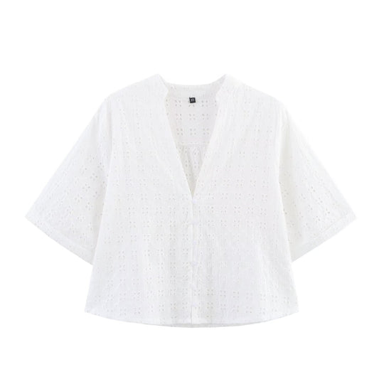 Damen luftiges Set mit broderie anglaise und weit geschnittenem Oberteil EB