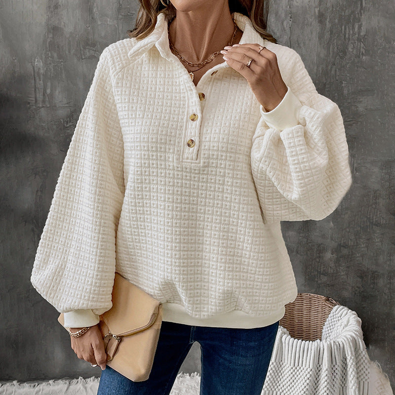 Damen Fleece-Pullover mit Holzknopf-Details und lässigem Schnitt EB