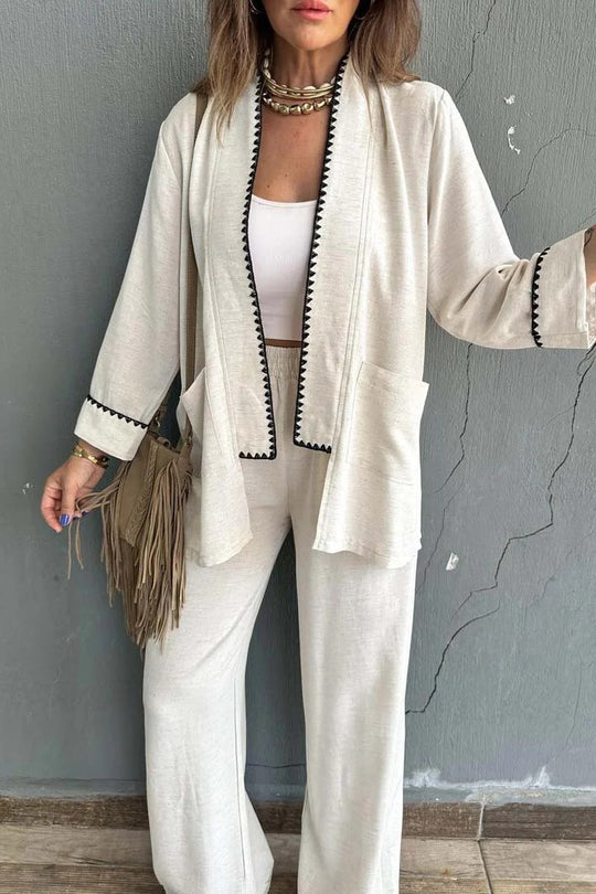 Damen Elegant geschnittene Jacke mit kontrastierendem Saum EB