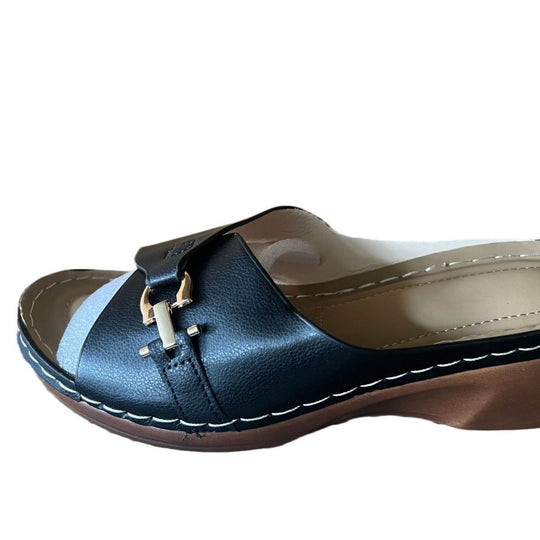 Damen Wedge-Pantoletten mit modischem Riemendesign und anatomischem Fußbett EB