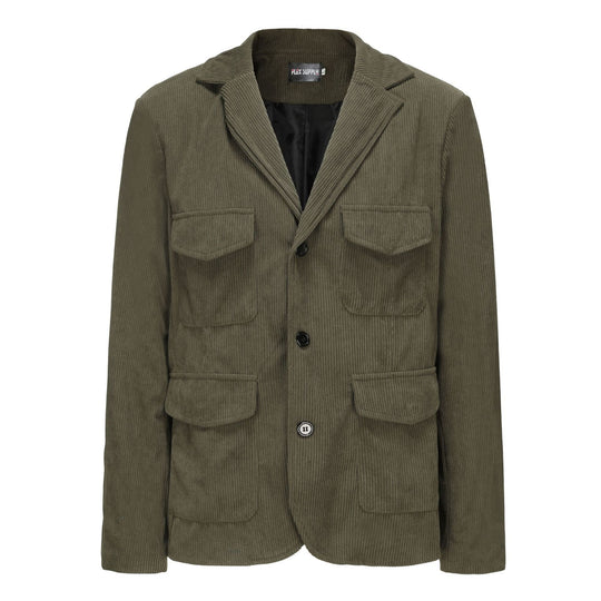 Damen lässige Cordjacke mit aufgesetzten Taschen EB
