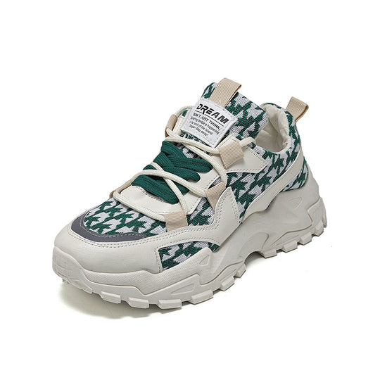 Damen Chunky Sneakers mit modischem Karomuster und komfortabler Dämpfung EB