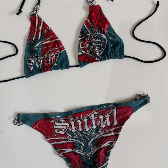 Damen Bikini mit einzigartigem Druck und verstellbaren Trägern EB