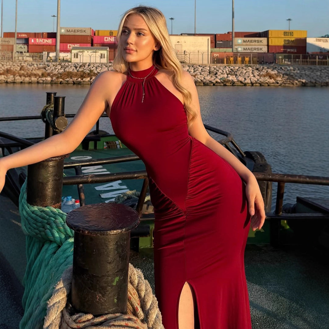 Damen Elegantes Wickelkleid mit hohem Schlitz und detailverliebt gerafftem Design EB