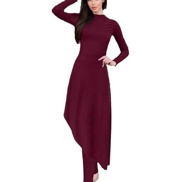 Damen eleganter Strandanzug mit asymmetrischem Schnitt und langen Ärmeln EB