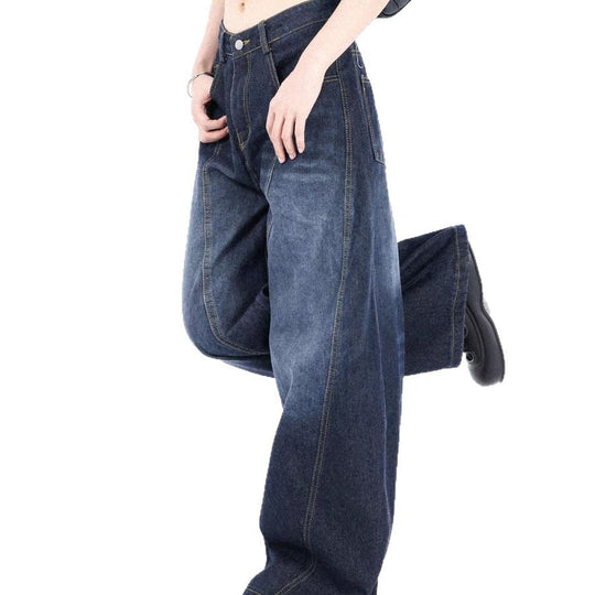 Damen Weite Denim-Hose mit hohem Bund und trendigem Schnitt EB