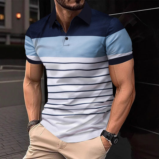 Herren Polo-Shirt mit modernem Streifenmuster und hochwertiger Baumwolle EB