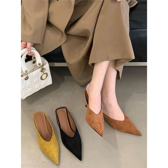 Damen elegante Slingback Mules mit spitzem Design EB