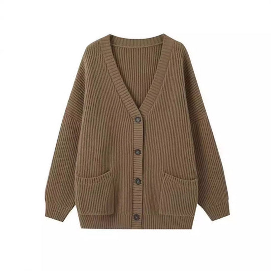 Damen Grobstrick-Cardigan mit Taschen und weichem Schnitt EB