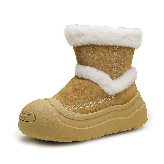 Damen gefütterte Winterboots mit hochwertigem Kunstfellkragen und rutschfester Sohle EB