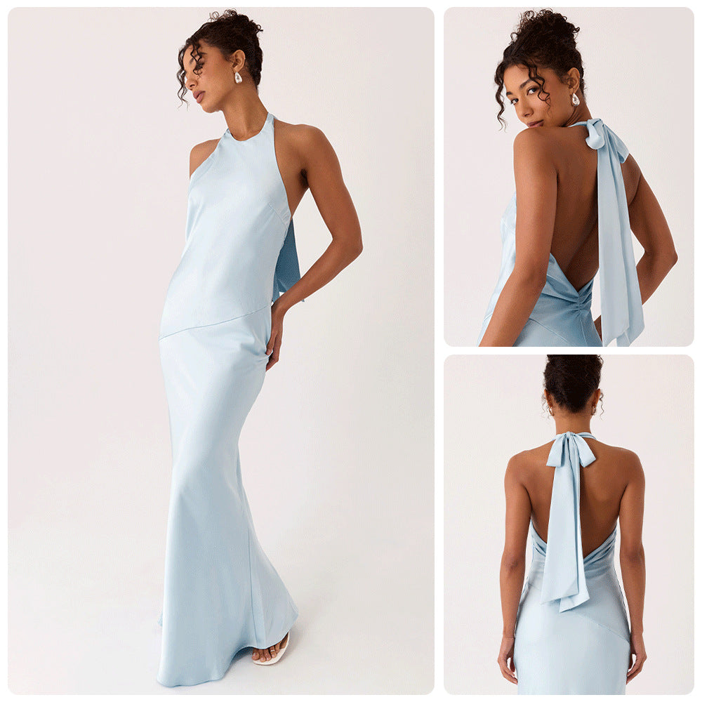 Damen Elegantes Abendkleid mit schickem Halterdesign und fließendem Stoff EB