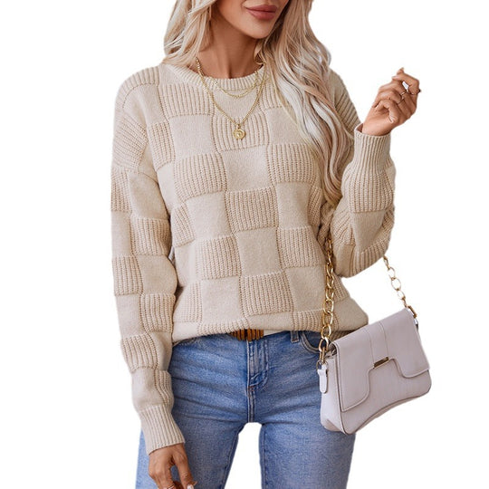 Damen gemusterter Strickpullover mit Panoramadesign und kuscheliger Haptik EB