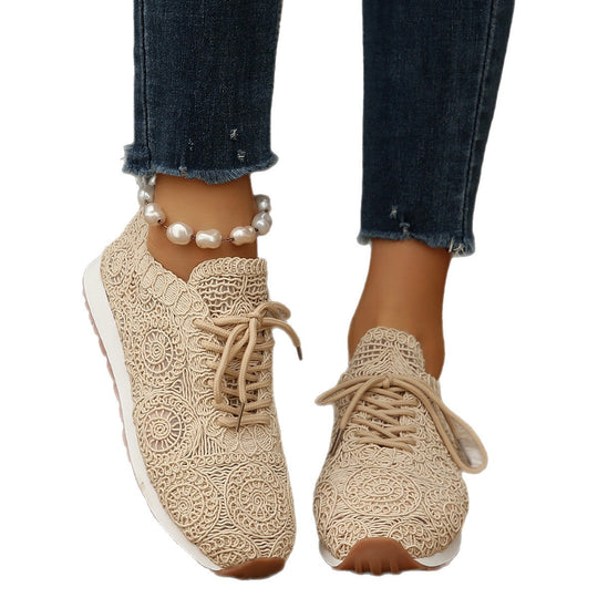 Damen  gestrickte Slip-On Plateau-Sneaker mit atmungsaktivem Obermaterial und gepolstertem Komfortfußbett EB