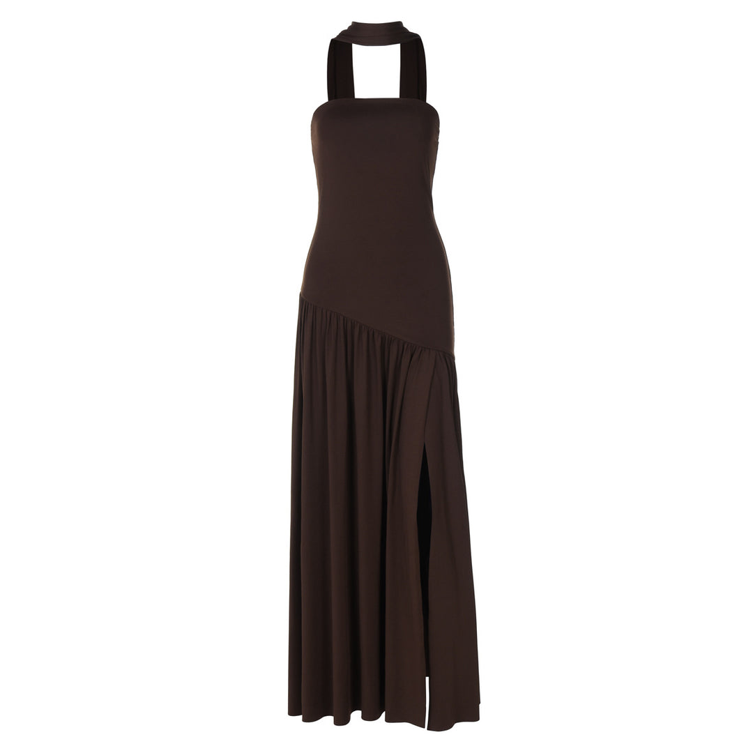 Damen Maxikleid mit raffiniertem Cut-Out-Design und asymmetrischem Saum EB