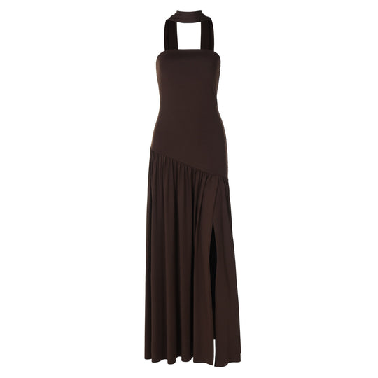 Damen Maxikleid mit raffiniertem Cut-Out-Design und asymmetrischem Saum EB