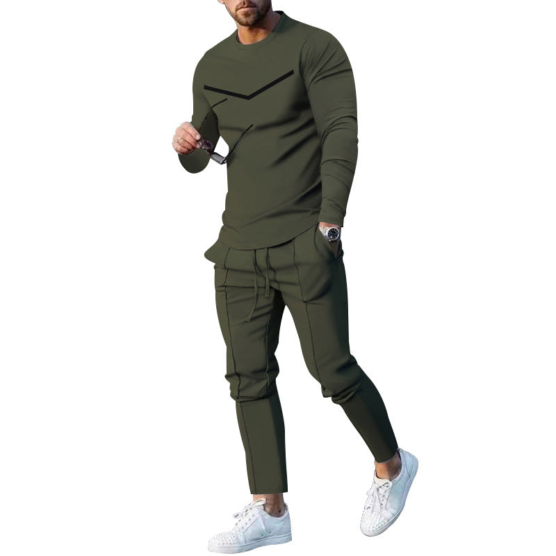 Herren Sportliches Freizeit-Set mit atmungsaktivem Langarmshirt und bequemen Jogginghosen EB